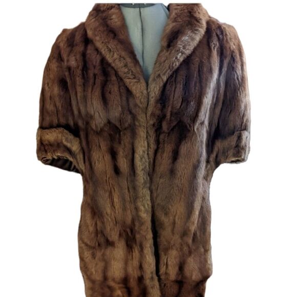 Vintage 50s 60s Hansen & Son Fine Furs Chicago Mink Cape‎ Stole Caplet - Picture 14 of 16